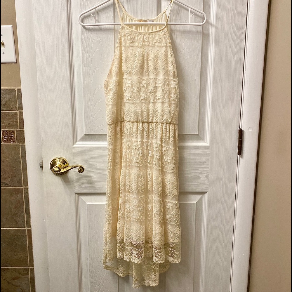 High-Neck Cream Color Dress